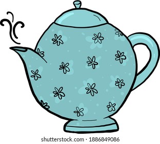 Blue teapot ,illustration,vector on white background