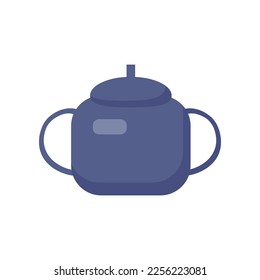 Blue teapot for kitchen vector illustration. Cartoon drawing of container or item for boiling water with handles isolated on white background. Kitchenware, household concept