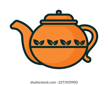 blue teapot with leaf icon