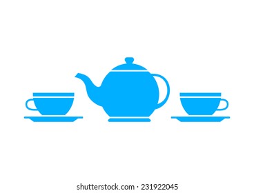 Blue Teapot Teacup On White Background Stock Vector (Royalty Free