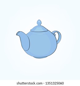 Blue teapot, vector illustration