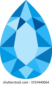 Blue Teardrop Gemstone Vector Illustration