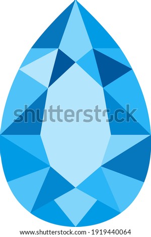 Blue teardrop gemstone vector illustration