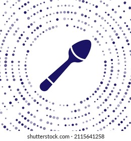 Icono de la cuchara azul aislado en fondo blanco. Utensil de cocina. Cartel de cuchillería. Resumen de puntos aleatorios de círculo. Vector