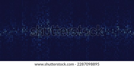 Blue Tech Background. Blue Grid Filled Numbers and Letters Background. Random Computer Code Concept. Technology Vector Illustration.