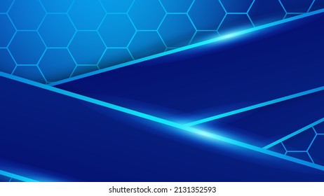 Blue tech background with modern 3d design vector for presentation design, technology banner, poster template, flier design, social media cover background