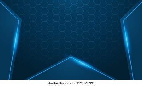 Blue Tech Background Vector. Modern Futuristic Abstract Background For Banner, Backdrop, Business Card, Technology Flier And Much More