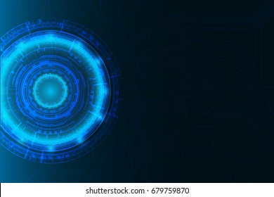 Blue tech circular Circuit sci technology background, vector illustration