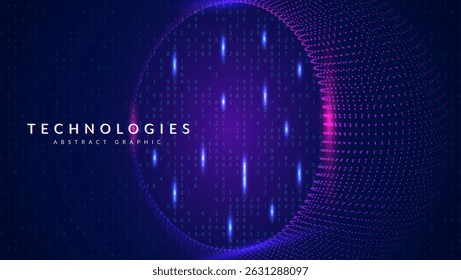 Blue Tech Dots Abstract Background. Bg For Ai And Big Data Concept With Lines, Numbers And Light. The Wavy Design Illustrates The Innovation Of Future Digital Intelligence. Vector Blue Tech Dots