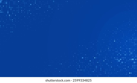 Blue Tech and Finance Digital Background. Abstract Pixel Square Pattern for Fintech, AI, Blockchain, Finance, Internet, Communication, Business, Data, and Science Concept. Futuristic Vector Backdrop.