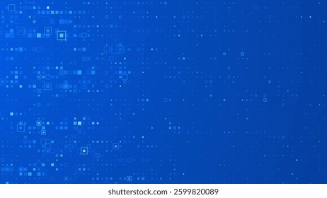 Blue Tech and Finance Digital Background. Abstract Pixel Square Pattern for Fintech, AI, Blockchain, Finance, Internet, Communication, Business, Data, and Science Concept. Futuristic Vector Backdrop.