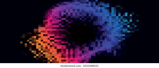 Blue Tech Finance Fintech Background Abstract Pixel Pattern. Abstract Business Tech Science Vector Backdrop.