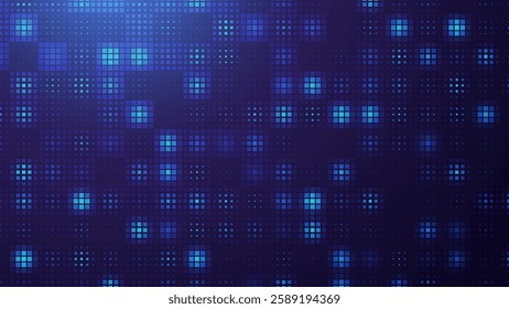 Blue Tech Finance Fintech Background Abstract Pixel Pattern. Abstract Business Tech Science Pixel Glow Mosaic Vector Backdrop.