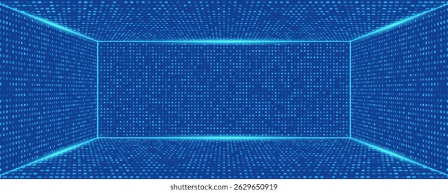 Blue Tech Finance Fintech Background Abstract Pixel Pattern. Abstract Business Tech Science Vector Backdrop.