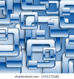 Blue tech glossy retro squares abstract vector background