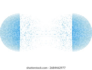 Blue tech halftones pontos abstrato fundo mínimo. Projeto de vetor futurista geométrico