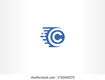 Blaue Technik mit Logo-Design der Vektorillustration mit Buchstabe C