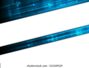 Blue tech motion abstract background with arrows. Vector design template
