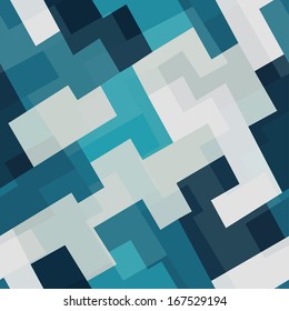 blue tech square seamless pattern