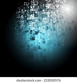 Blue tech squares dark background. Vector design