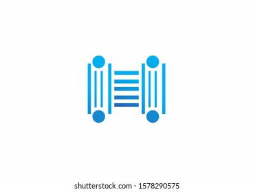 Blue tech vector logo symbo icon with line concept design