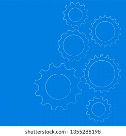 blue technical gear diagram background