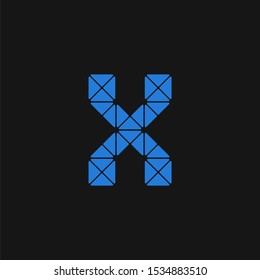 Blue Technical Vector Logo Letter X. X Technical Font Letter Design Vector