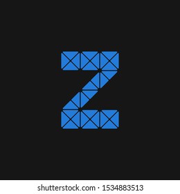 Blue Technical Vector Logo Letter Z. Z Technical Font Letter Design Vector