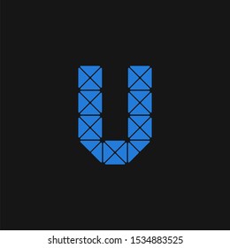 Blue Technical Vector Logo Letter U. U Technical Font Letter Design Vector