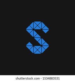 Blue Technical Vector Logo Letter S. S Technical Font Letter Design Vector