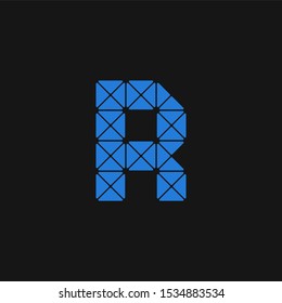 Blue Technical Vector Logo Letter R. R Technical Font Letter Design Vector