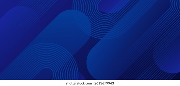 blue techno abstract background overlap layer on dark space with rounded lines effect decoration. Modern graphic design element stripes style concept