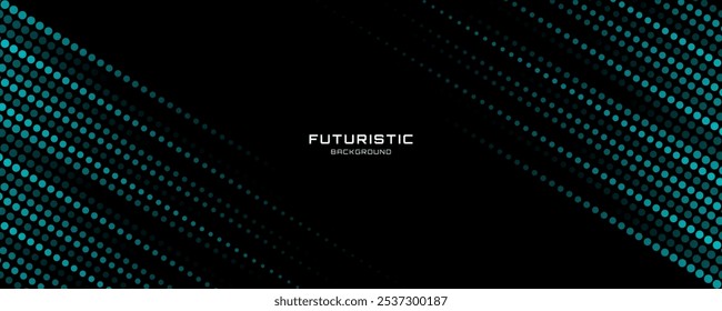 Estilo de alta velocidade do fundo azul techno. Visualização de Big Data no espaço escuro com decoração de efeito de forma de linhas pontilhadas. Conceito de pontos de elemento de design gráfico moderno para folheto, cartão ou capa de folheto