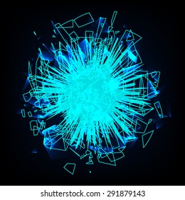 Blue techno style vector explosion