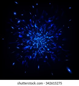 Blue techno style vector explosion. Abstract illustration