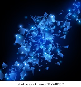 Blue techno style vector explosion. Vector illustration