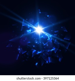 Blue techno style vector explosion. Abstract background