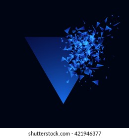 Blue Techno Style Vector Explosion. Abstract Polygonal Explosion Banner. Geometric Background