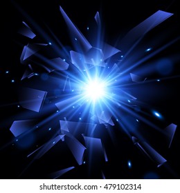 Blue techno style vector explosion. Abstract background