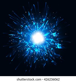 Blue techno style vector explosion.Vector illustration