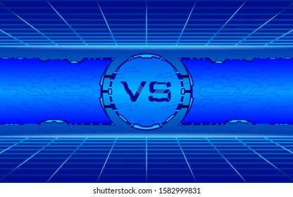 Blue Techno Versus Screen. Team Competition Background. Eps10 Vector.