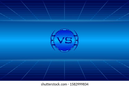 Blue Techno Versus Screen. Team Competition Background. Eps10 Vector.