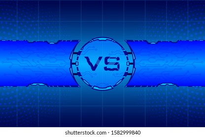 Blue Techno Versus Screen. Team Competition Background. Eps10 Vector.