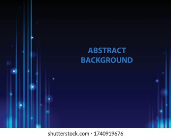 Blue technology abstract background of blue glowing line and blue glow circle. Blue glow speed line. Vector design for prints, flyers, banners, invitations card, special offer and more.