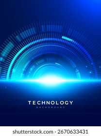 Fundo abstrato tecnologia azul com anel digital brilhante e design de luz futurista. Modelo vetorial perfeito para mídia digital, mídia social, apresentação, banner e inovação moderna.