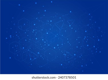 Abstrakter Hintergrund der blauen Technologie mit weißer Linie und Hexagon