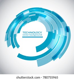 Blue technology abstract circle background. Easy to edit design template for your business projects. Vector illustration.