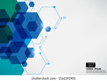 blue technology abstract hexagon white background template