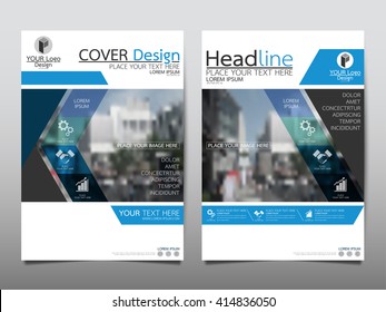 Blue technology annual report brochure flyer design template vector, Leaflet cover presentation abstract flat background, layout in A4 size