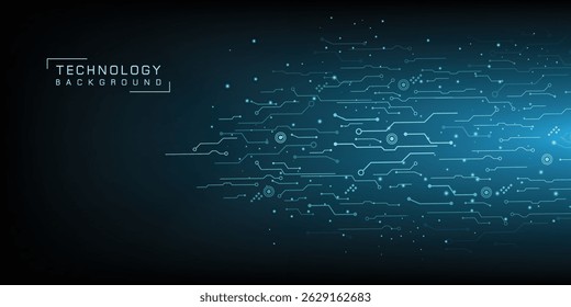 blue technology background. abstract technology on dark blue background. Hi-tech circuit board connection system concept. vector illustration